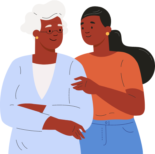 graphic of senior woman and grown daughter