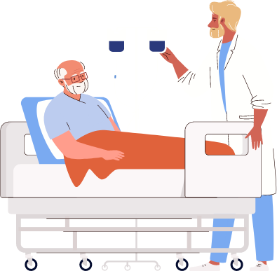 graphic of senior patient receiving primary care