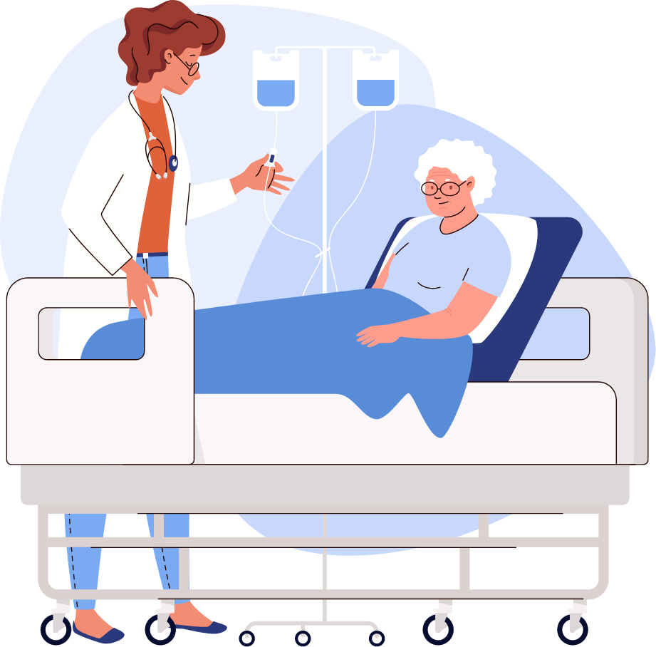 graphic of doctor providing continuous hospice care