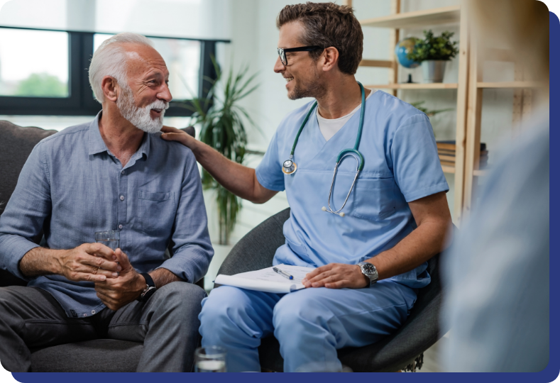 doctor making house call for a senior patient