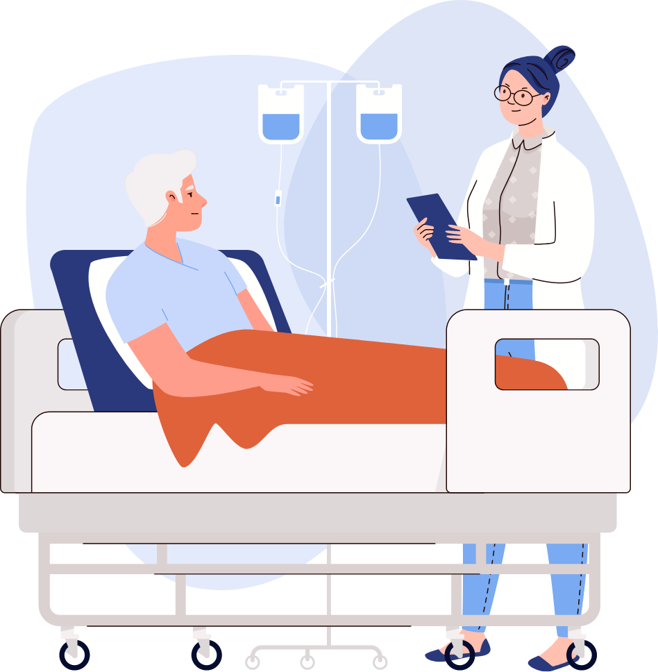 graphic of doctor providing hospice care